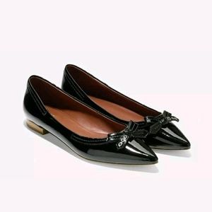Cole Haan Black Patent Leather Alice Bow  Flat